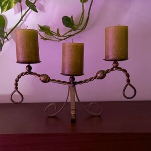 Elegant Gold Triple Twisted Rope Candle Holder